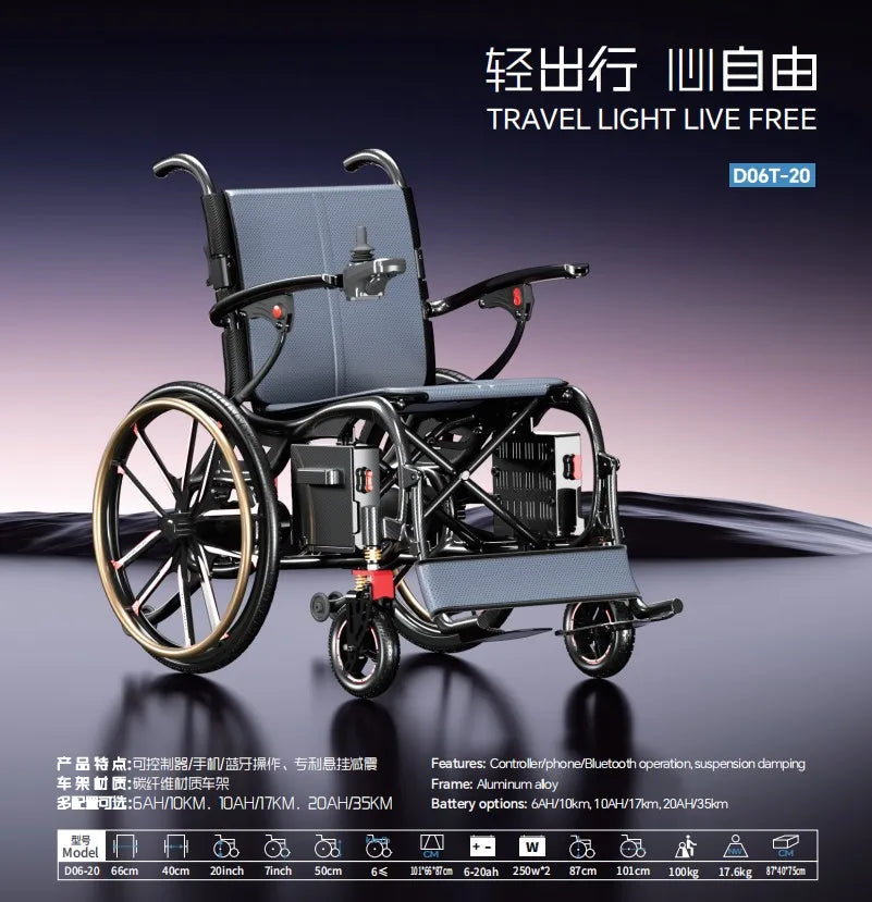 KANGFUWO D06T-20 Electric Wheelchair - 20 inch Wheels