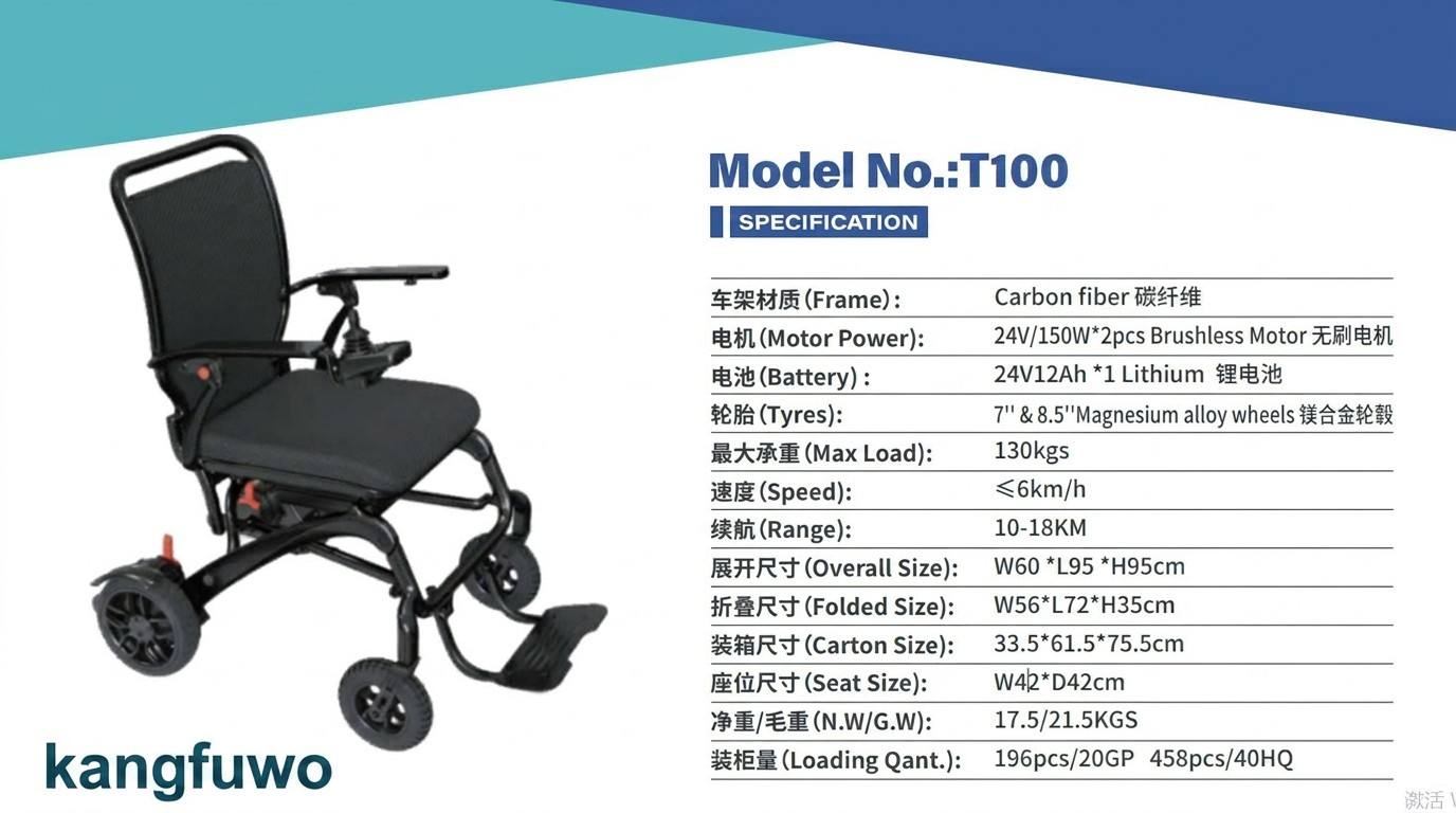 Carbon Fiber Electric Wheelchair Ultra Lightweight 17.5kg Foldable Power Chair Airline Approved Portable Motorized for Adults Travel CE OEM Manufacturer
